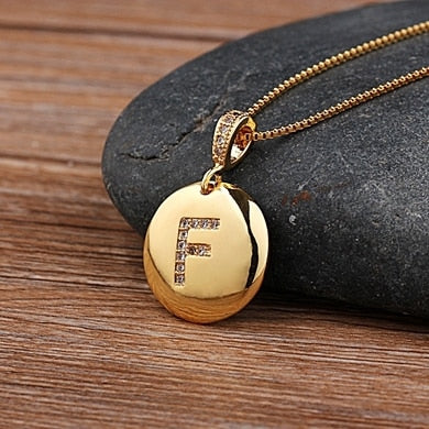 Girls Initial Letter Necklace Gold 26 Letters Charm Necklaces Pendants Copper - MERGE.DAY.1.FREESTYLE