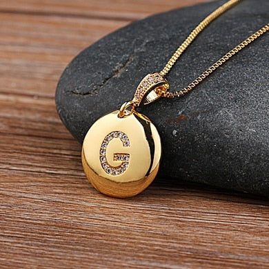 Girls Initial Letter Necklace Gold 26 Letters Charm Necklaces Pendants Copper - MERGE.DAY.1.FREESTYLE