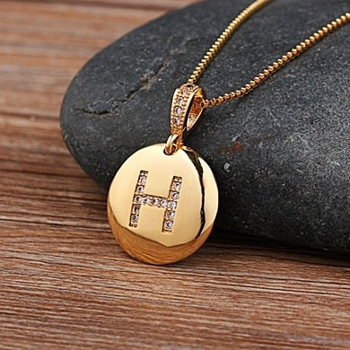 Girls Initial Letter Necklace Gold 26 Letters Charm Necklaces Pendants Copper - MERGE.DAY.1.FREESTYLE