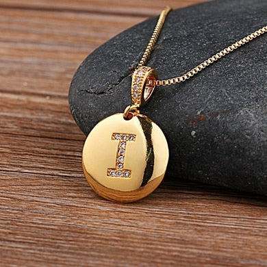 Girls Initial Letter Necklace Gold 26 Letters Charm Necklaces Pendants Copper - MERGE.DAY.1.FREESTYLE