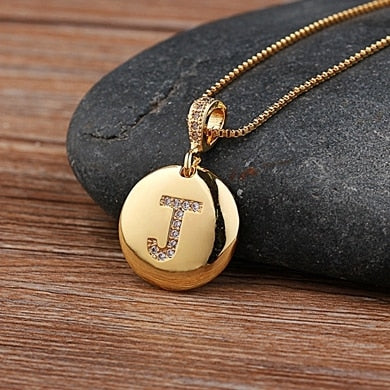 Girls Initial Letter Necklace Gold 26 Letters Charm Necklaces Pendants Copper - MERGE.DAY.1.FREESTYLE