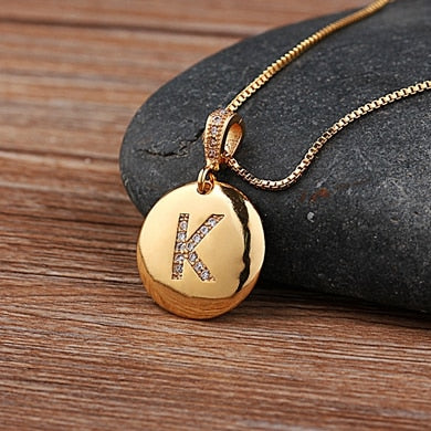 Girls Initial Letter Necklace Gold 26 Letters Charm Necklaces Pendants Copper - MERGE.DAY.1.FREESTYLE