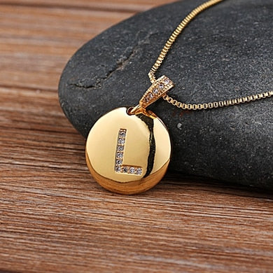 Girls Initial Letter Necklace Gold 26 Letters Charm Necklaces Pendants Copper - MERGE.DAY.1.FREESTYLE