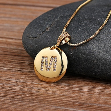 Girls Initial Letter Necklace Gold 26 Letters Charm Necklaces Pendants Copper - MERGE.DAY.1.FREESTYLE