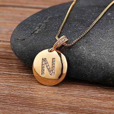 Girls Initial Letter Necklace Gold 26 Letters Charm Necklaces Pendants Copper - MERGE.DAY.1.FREESTYLE