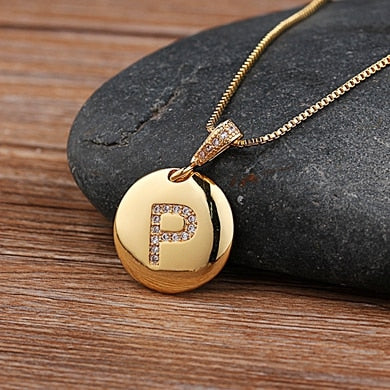 Girls Initial Letter Necklace Gold 26 Letters Charm Necklaces Pendants Copper - MERGE.DAY.1.FREESTYLE