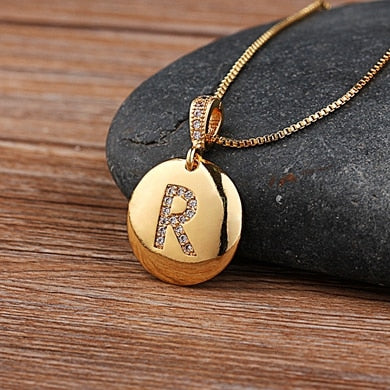 Girls Initial Letter Necklace Gold 26 Letters Charm Necklaces Pendants Copper - MERGE.DAY.1.FREESTYLE