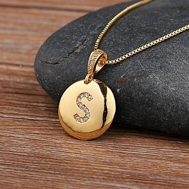 Girls Initial Letter Necklace Gold 26 Letters Charm Necklaces Pendants Copper - MERGE.DAY.1.FREESTYLE