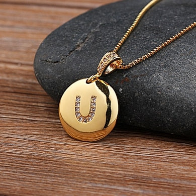 Girls Initial Letter Necklace Gold 26 Letters Charm Necklaces Pendants Copper - MERGE.DAY.1.FREESTYLE