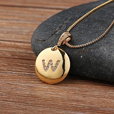 Girls Initial Letter Necklace Gold 26 Letters Charm Necklaces Pendants Copper - MERGE.DAY.1.FREESTYLE