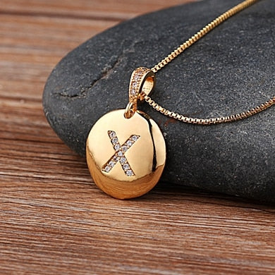 Girls Initial Letter Necklace Gold 26 Letters Charm Necklaces Pendants Copper - MERGE.DAY.1.FREESTYLE