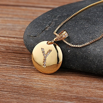 Girls Initial Letter Necklace Gold 26 Letters Charm Necklaces Pendants Copper - MERGE.DAY.1.FREESTYLE