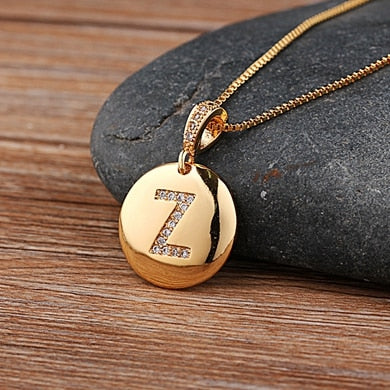 Girls Initial Letter Necklace Gold 26 Letters Charm Necklaces Pendants Copper - MERGE.DAY.1.FREESTYLE