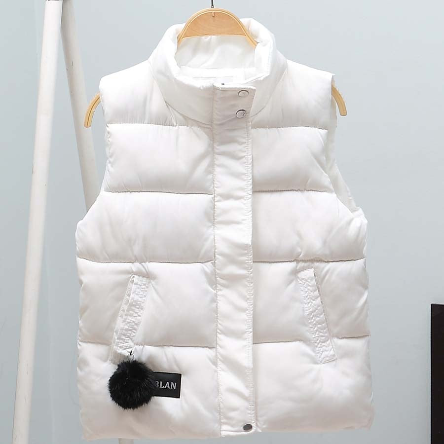 Women Vest Mandarin Collar Sleeveless Short Coat Women Plus Size 2021 Autumn Winter - MERGE.DAY.1.FREESTYLE