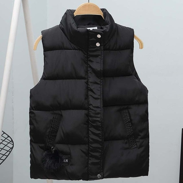 Women Vest Mandarin Collar Sleeveless Short Coat Women Plus Size 2021 Autumn Winter - MERGE.DAY.1.FREESTYLE
