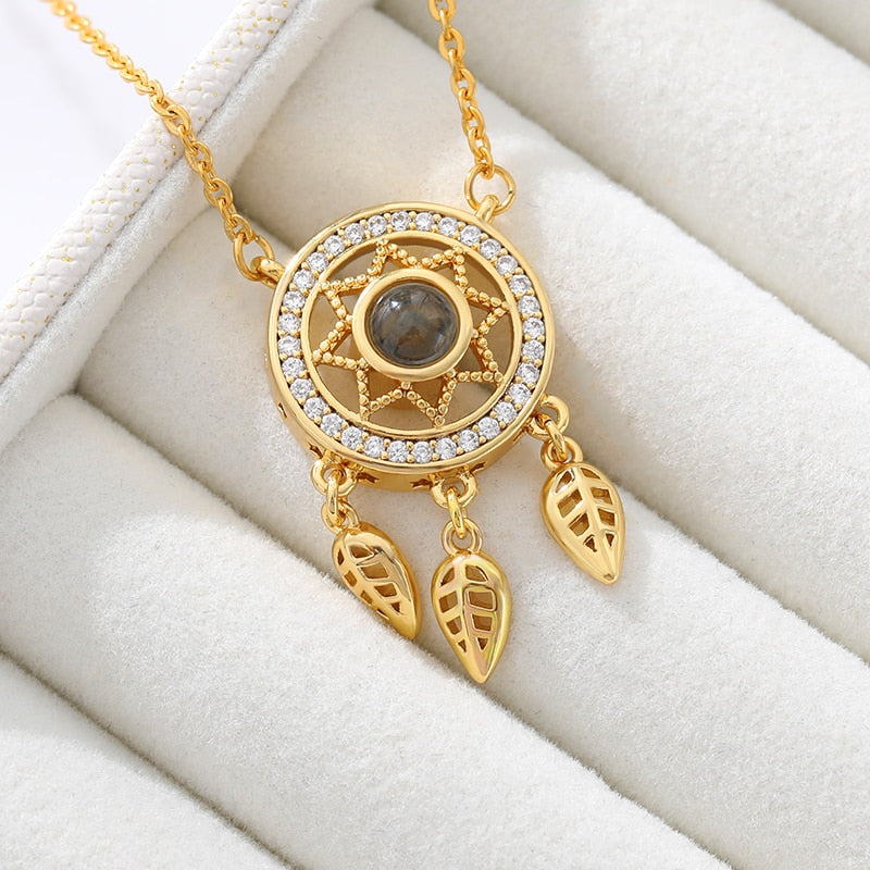 Dream catcher necklace hollow 100 language necklaces - MERGE.DAY.1.FREESTYLE