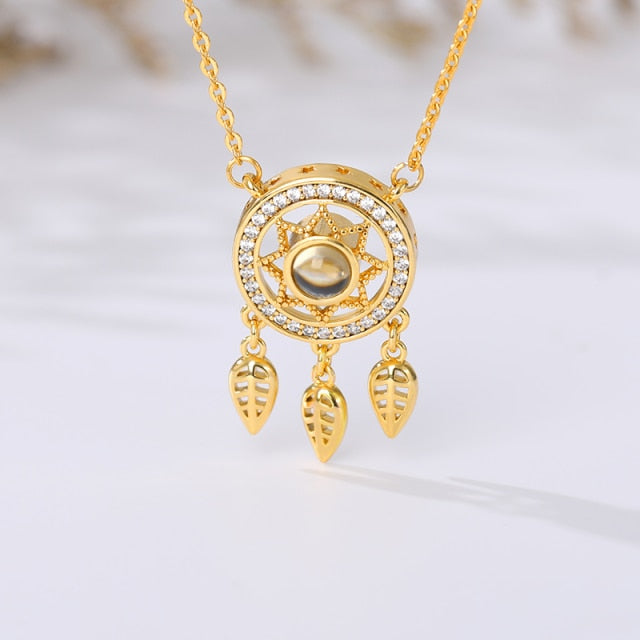 Dream catcher necklace hollow 100 language necklaces - MERGE.DAY.1.FREESTYLE