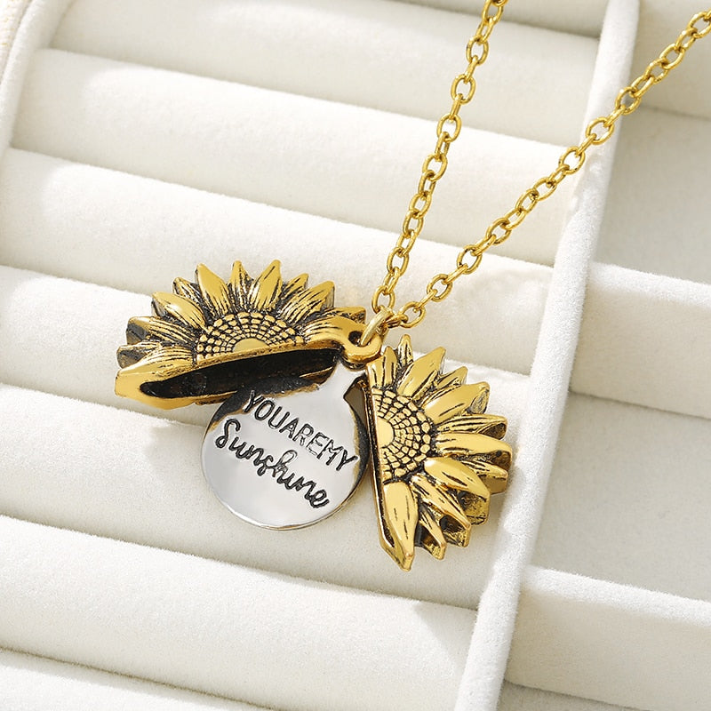 You Are My Sunshine Sunflower Necklaces For Women Gifts Rose Gold Color Fashion Jewelry - MERGE.DAY.1.FREESTYLE