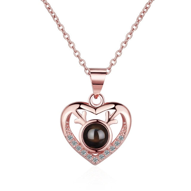 100 languages of love necklace Projection Pendant Necklace For Women Crystal Jewelry - MERGE.DAY.1.FREESTYLE
