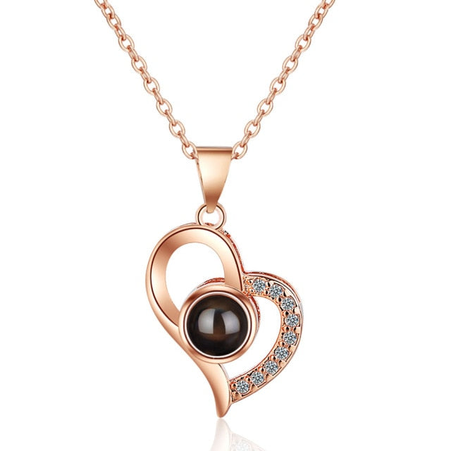 100 languages of love necklace Projection Pendant Necklace For Women Crystal Jewelry - MERGE.DAY.1.FREESTYLE