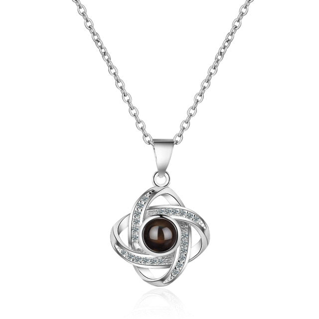 100 languages of love necklace Projection Pendant Necklace For Women Crystal Jewelry - MERGE.DAY.1.FREESTYLE
