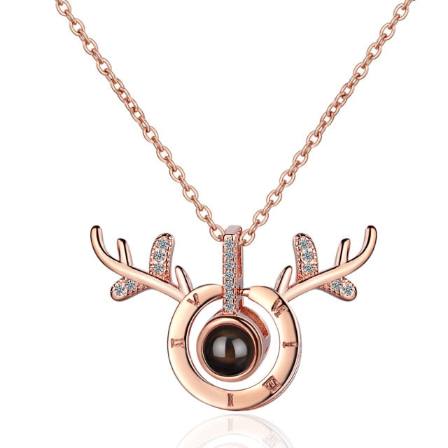 Collar "100 idiomas de amor", colgante de proyección para mujer, joyería de cristal