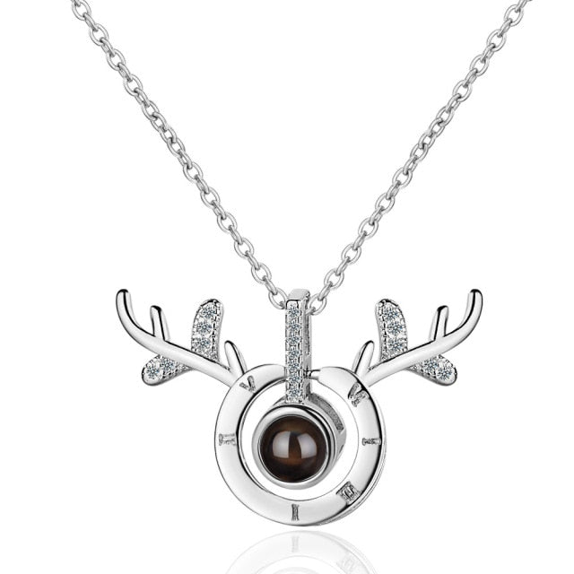 Collar "100 idiomas de amor", colgante de proyección para mujer, joyería de cristal