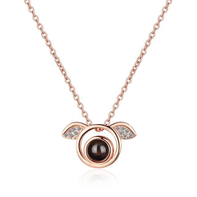 Collar "100 idiomas de amor", colgante de proyección para mujer, joyería de cristal
