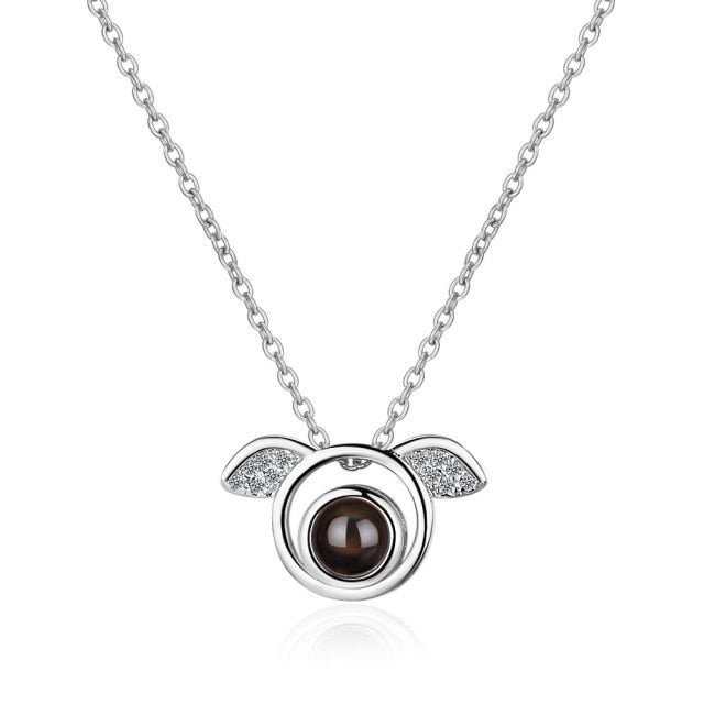 Collar "100 idiomas de amor", colgante de proyección para mujer, joyería de cristal