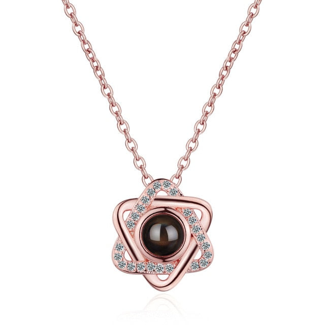 100 languages of love necklace Projection Pendant Necklace For Women Crystal Jewelry - MERGE.DAY.1.FREESTYLE