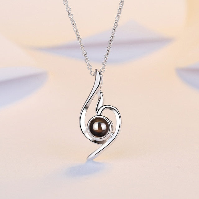 100 languages of love necklace Projection Pendant Necklace For Women Crystal Jewelry - MERGE.DAY.1.FREESTYLE