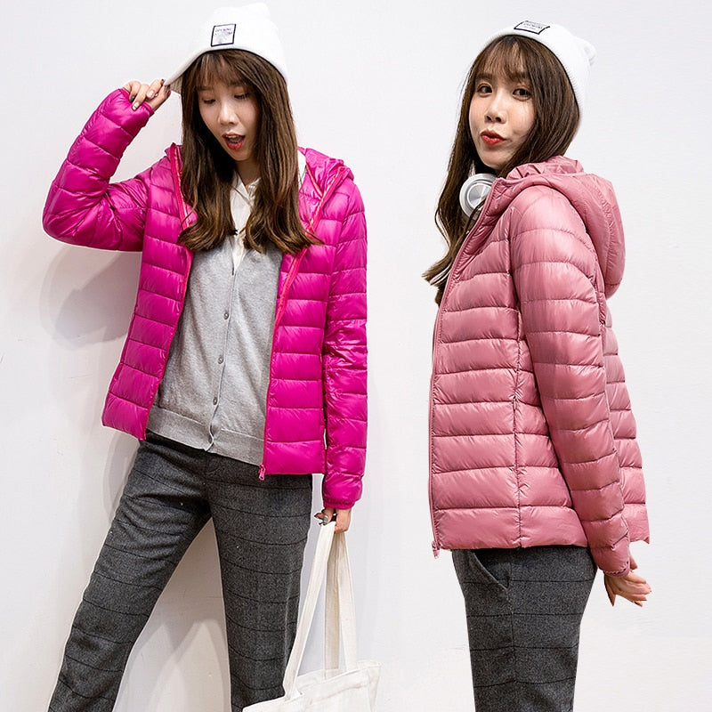 90% Ultra light duck down jackets women 2021 new Hooded winter Hooded coat - MERGE.DAY.1.FREESTYLE