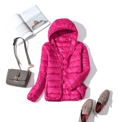 90% Ultra light duck down jackets women 2021 new Hooded winter Hooded coat - MERGE.DAY.1.FREESTYLE