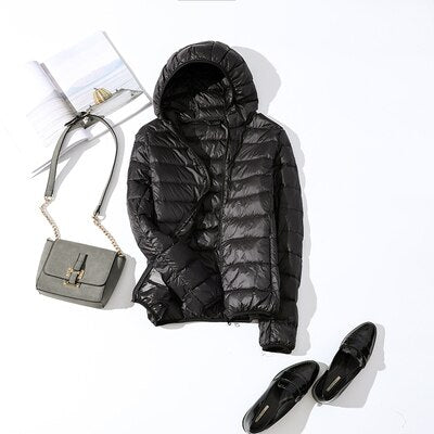 90% Ultra light duck down jackets women 2021 new Hooded winter Hooded coat - MERGE.DAY.1.FREESTYLE