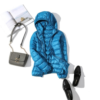 90% Ultra light duck down jackets women 2021 new Hooded winter Hooded coat - MERGE.DAY.1.FREESTYLE