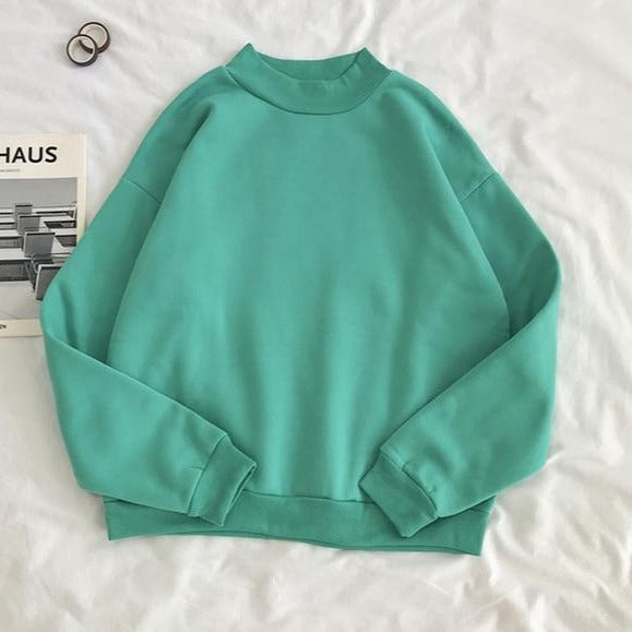 O-neck Hoodies Women Winter Autumn Pullover Sweatshirt Female Pure Color Loose Tracksuit - MERGE.DAY.1.FREESTYLE