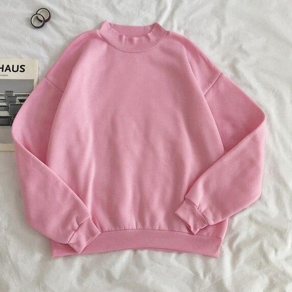 O-neck Hoodies Women Winter Autumn Pullover Sweatshirt Female Pure Color Loose Tracksuit - MERGE.DAY.1.FREESTYLE
