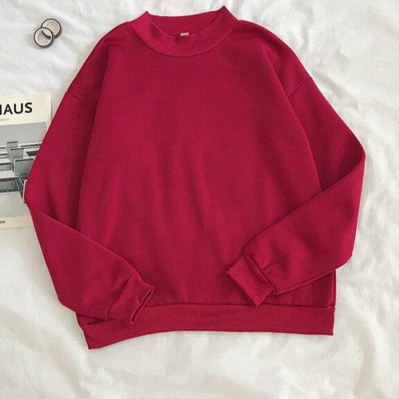 O-neck Hoodies Women Winter Autumn Pullover Sweatshirt Female Pure Color Loose Tracksuit - MERGE.DAY.1.FREESTYLE