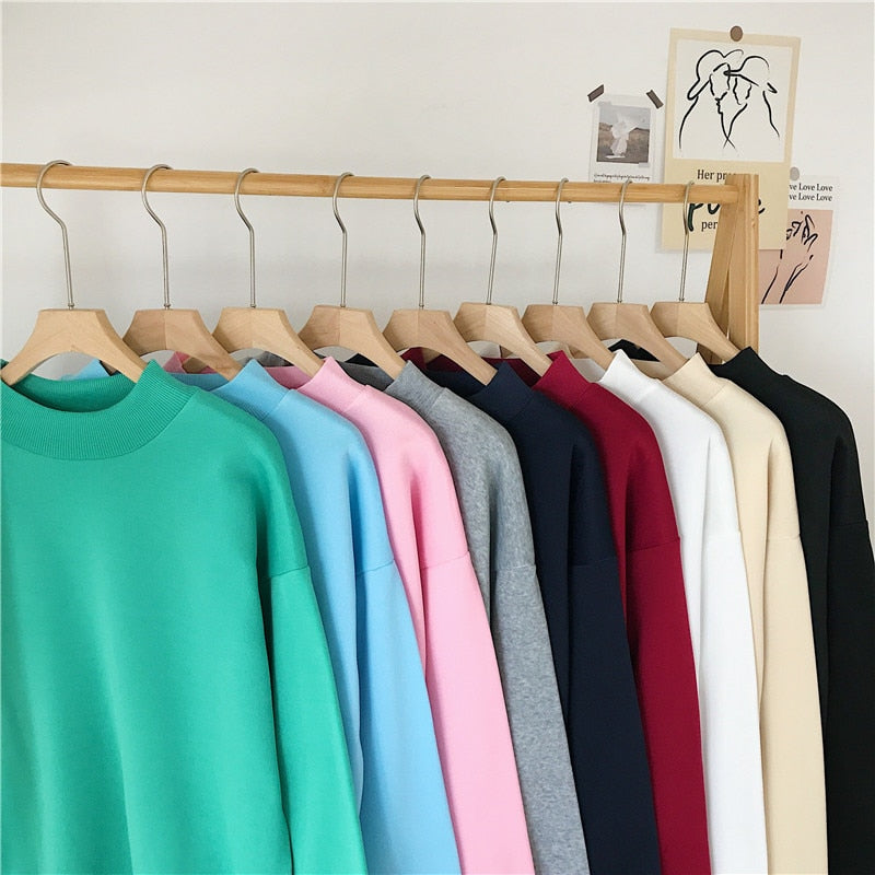 O-neck Hoodies Women Winter Autumn Pullover Sweatshirt Female Pure Color Loose Tracksuit - MERGE.DAY.1.FREESTYLE
