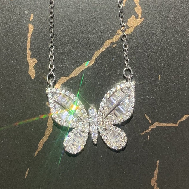 Ins New Arrive Zirconia Butterfly Necklace Charm Bling CZ Rose Gold Butterfly Jewelry - MERGE.DAY.1.FREESTYLE