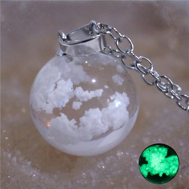Resin Rould Ball Moon Pendant Necklace Women Blue Sky White Cloud Necklace - MERGE.DAY.1.FREESTYLE