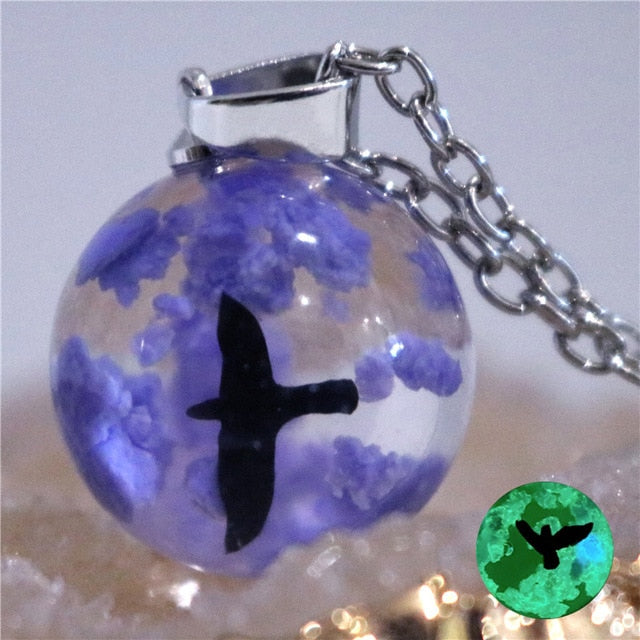 Resin Rould Ball Moon Pendant Necklace Women Blue Sky White Cloud Necklace - MERGE.DAY.1.FREESTYLE