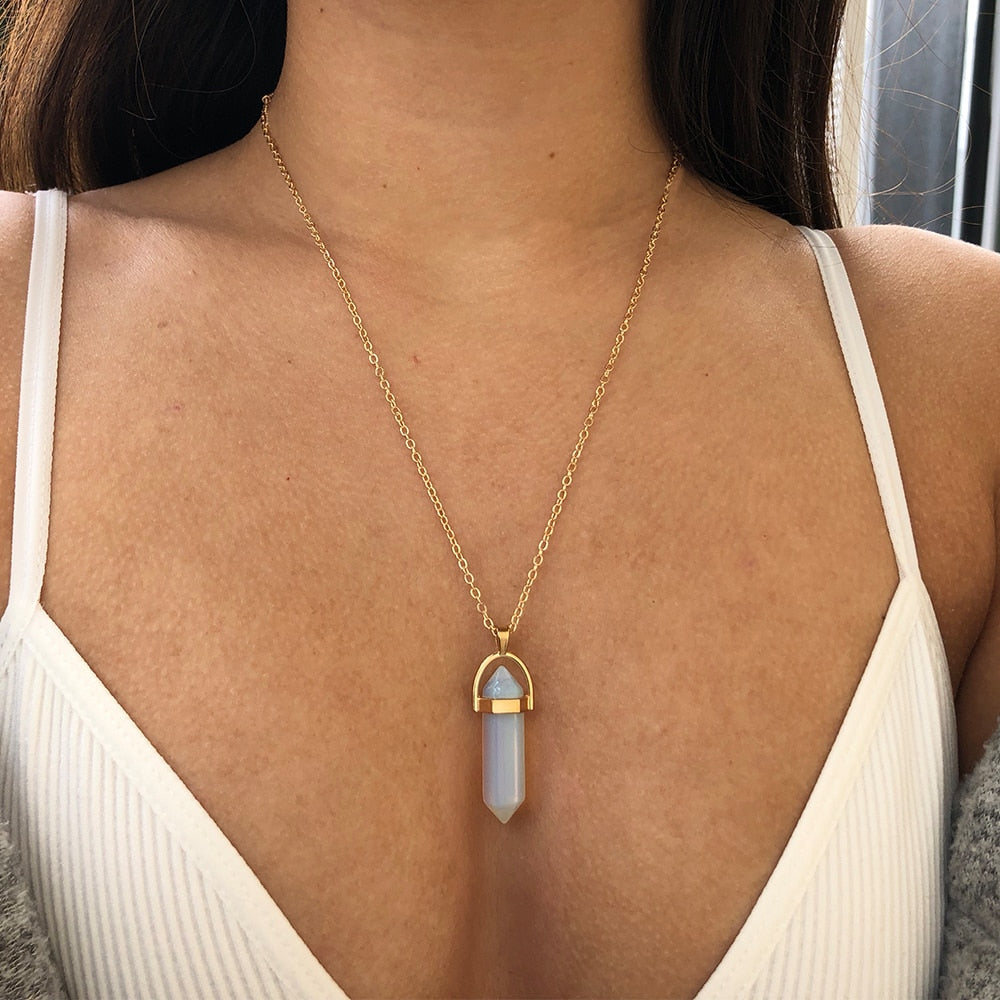nowadaysfashion Crystals Necklace Bohemian Hexagon Opal Pendant Necklace - MERGE.DAY.1.FREESTYLE