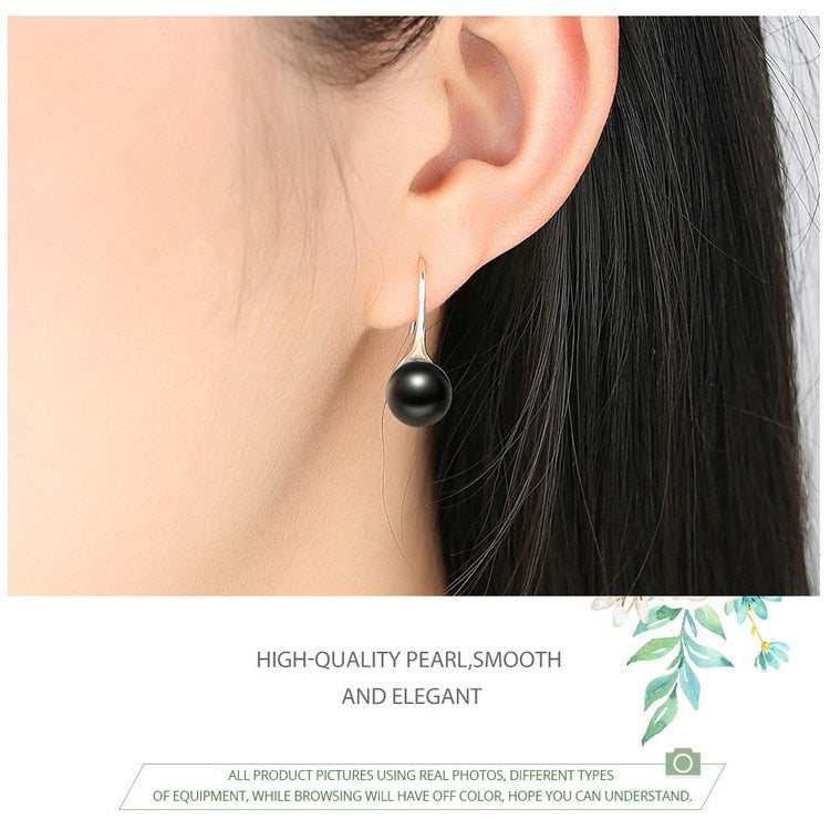 nowadaysfashion Sterling Silver Elegant Round Pure Love Pearl Drop Earrings - MERGE.DAY.1.FREESTYLE
