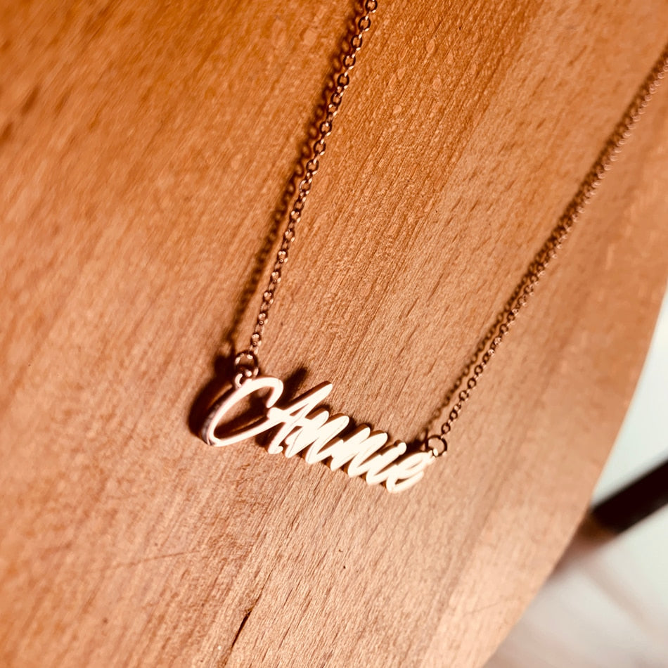 nowadaysfashion Stainless Steel Initial Name Necklace Custom Personalized Letter Choker Necklace Pendant Nameplate - MERGE.DAY.1.FREESTYLE
