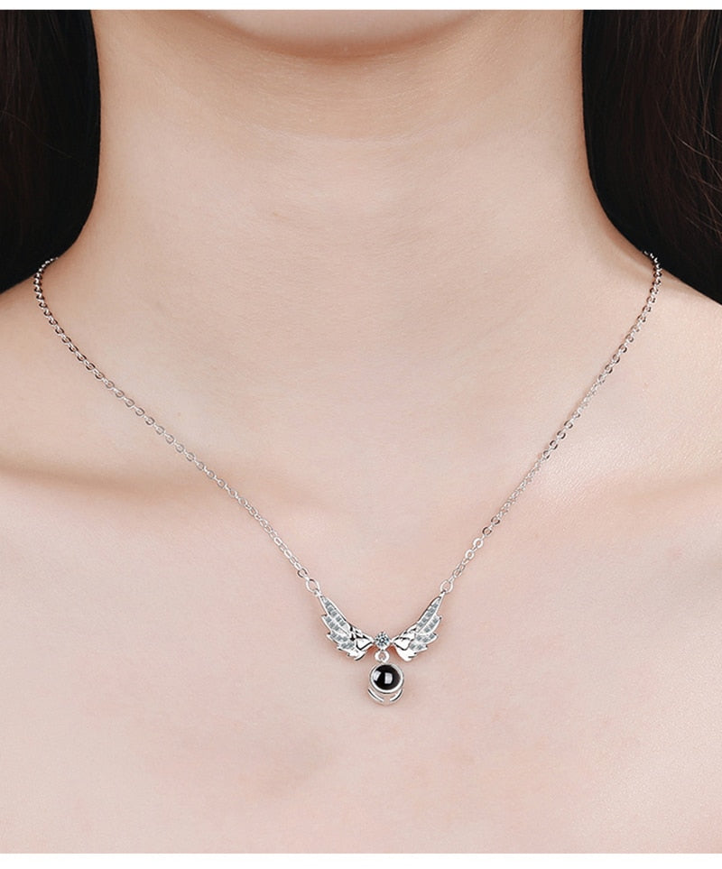 100 languages of love necklace Projection Pendant Necklace For Women Crystal Jewelry - MERGE.DAY.1.FREESTYLE