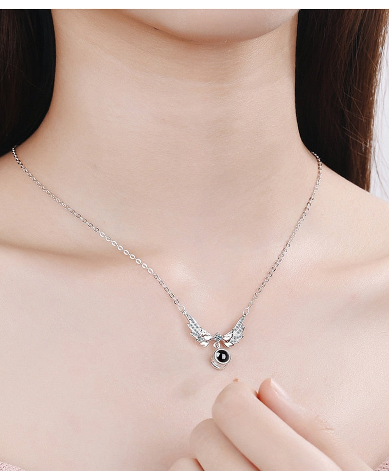 100 languages of love necklace Projection Pendant Necklace For Women Crystal Jewelry - MERGE.DAY.1.FREESTYLE