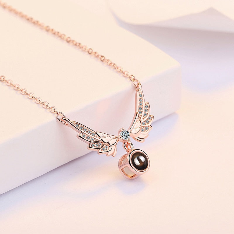 100 languages of love necklace Projection Pendant Necklace For Women Crystal Jewelry - MERGE.DAY.1.FREESTYLE
