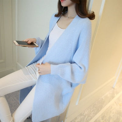 2021 Long Cardigan Women Sweater Autumn Winter Bat Sleeve Knitted Sweater - MERGE.DAY.1.FREESTYLE