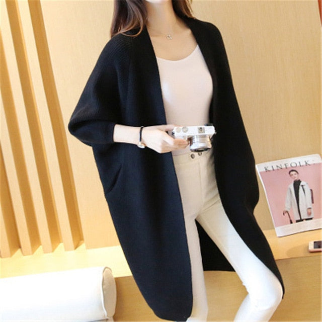 2021 Long Cardigan Women Sweater Autumn Winter Bat Sleeve Knitted Sweater - MERGE.DAY.1.FREESTYLE